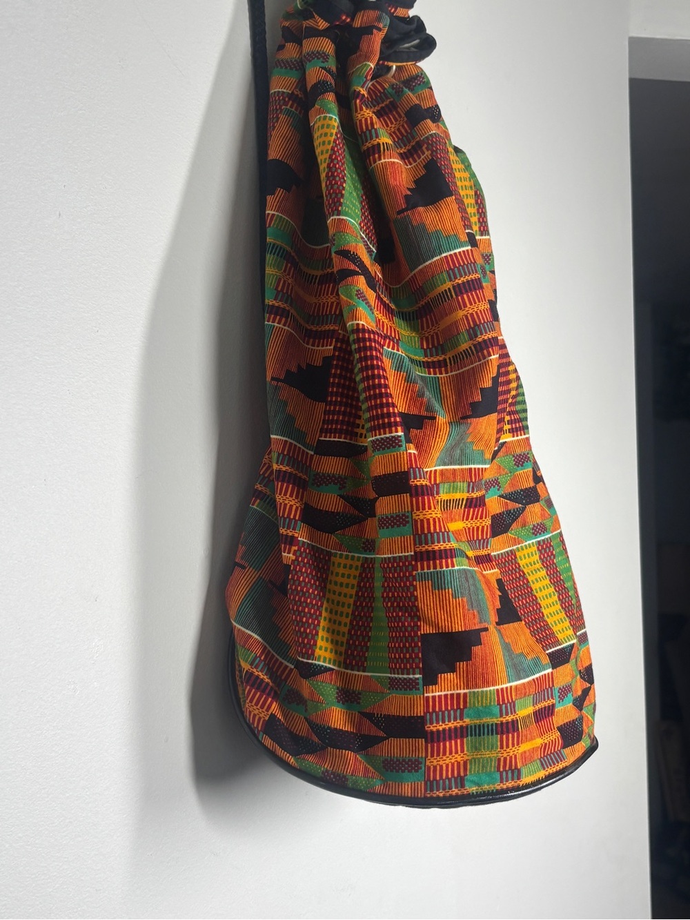 Multicolor Kente-Pattern Drawstring Backpack - Men - Picture 3 of 8